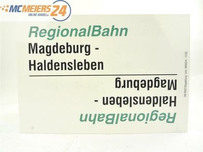E244 Zuglaufschild Waggonschild RegionalBahn Magdeburg Haldensleben Halberstadt