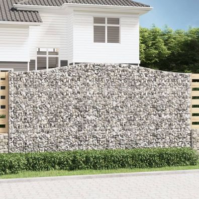 vidaXL Gabione mit Hochbogen 400x30x200/220 cm Verzinktes Eisen