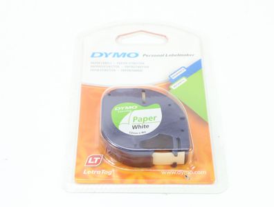 Dymo Letratag 91220 original Schriftband Etikettenband weiß 12 mm OVP