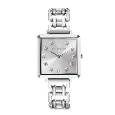 Coeur de Lion Damen Uhr 7630/74-1717 Iconic Cube Classic Rainbow Statement silber