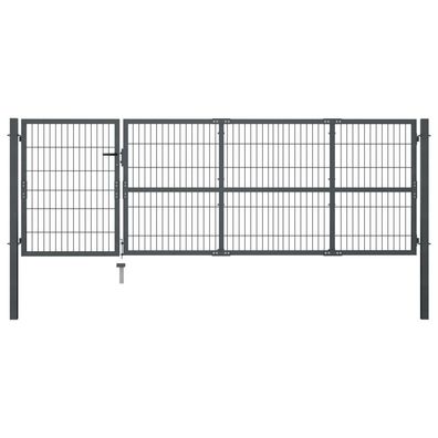 vidaXL Gartentor mit Pfosten Stahl 350x100 cm Anthrazit