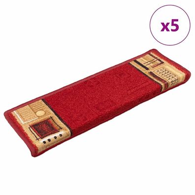 vidaXL Stufenmatten Selbstklebend 5 Stk. 65x21x4 cm Rot