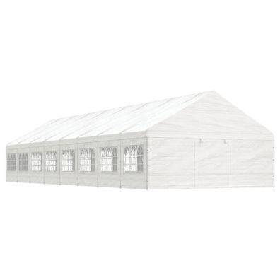 vidaXL Pavillon mit Dach Weiß 17,84x5,88x3,75 m Polyethylen
