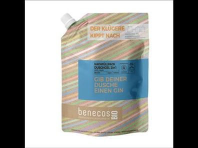 benecos 3x benecosBIO Nachfüllbeutel 1000 ml Duschgel 2in1 BIO-Gin Haut & Haar