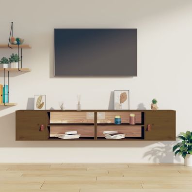 vidaXL Wandschränke 2 Stk. Honigbraun 80x30x30 cm Massivholz Kiefer