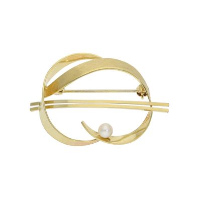 JuwelmaLux Doublé Brosche mit Akoya Zuchtperle JL30-01-5047