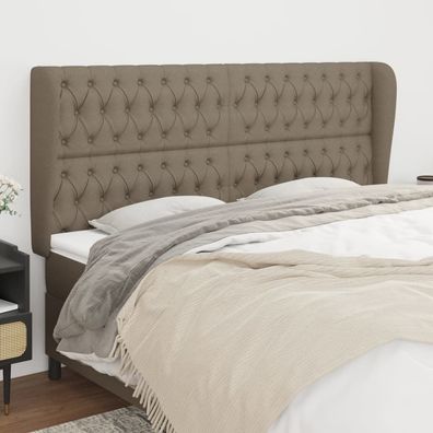 vidaXL Kopfteil mit Ohren Taupe 203x23x118/128 cm Stoff