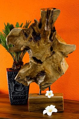 Teak Wurzelholz Skulptur Wurzelholzscheibe massives Teak Wurzelholz