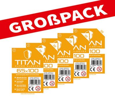 Shield Titan 7 - (100er Großpack) 100 Super Sleeves für Kartengröße 65 x 100 mm