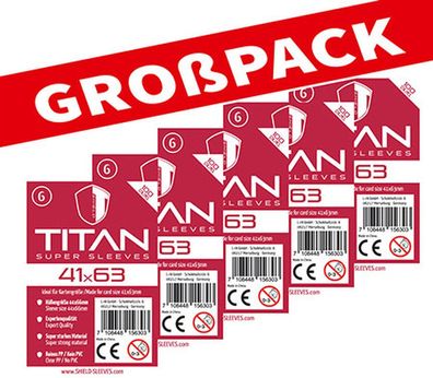 Shield Titan 6 - (100er Großpack) 100 Super Sleeves für Kartengröße 41 x 63 mm
