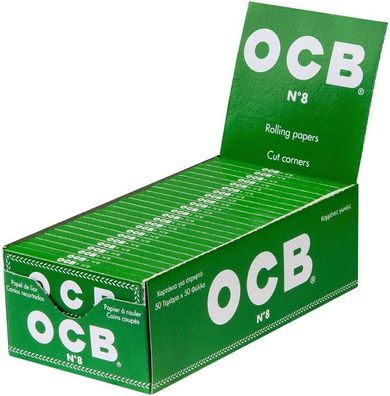 OCB No 8 - Grün - kurzes Papier - Rolling Papers - 50 Heftchen a 50 Blatt