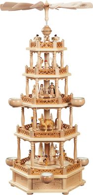 Richard Glaesser Pyramide Heilige Familie natur 4-stöckig für Teelichte Erzgebirge