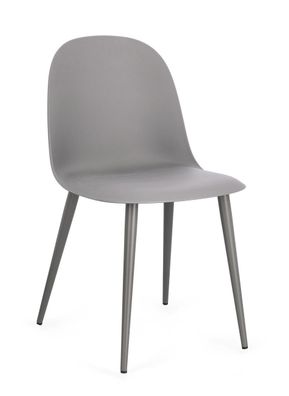 Bizzotto - Esszimmerstuhl Ella 4er-Set aus Kunststoff, Grau