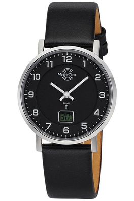 Master Time Damen-Funkuhr mit Lederband Schwarz MTLS-10739-22L