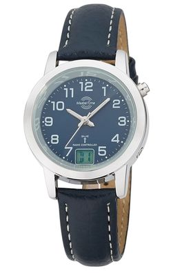 Master Time Damen-Funkuhr Lederband Blau MTLA-10490-32L