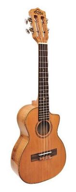 Leho LHUC-CMF-CE-TB mit Gig Bag - Konzertukulele, massive Zeder / spalted Maple