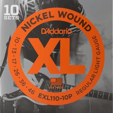 D'Addario EXL110-10P - regular light (010-046) - 10er Pack - Saiten für E-Gitarre
