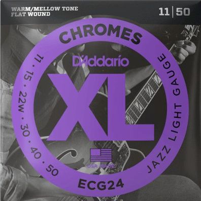 D&acute; ddario Chromes ECG24 - Jazz light (011-050) - flatwound Saiten E-Gitarre