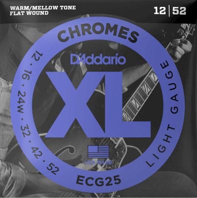 D&acute; ddario Chromes ECG25 - light (012-052) - flatwound Saiten für E-Gitarre