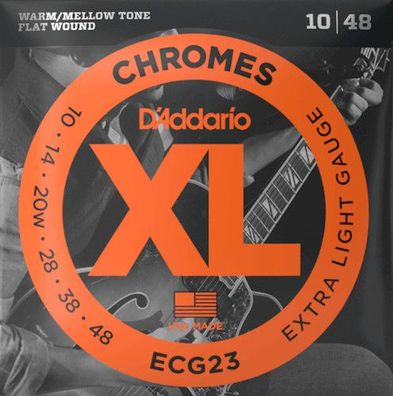 D&acute; ddario Chromes ECG23 - extra light (010-048) - flatwound Saiten E-Gitarre