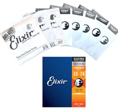 Elixir 12062 Nanoweb - Nickel, 8-string light (010-074) - Saiten für E-Gitarre