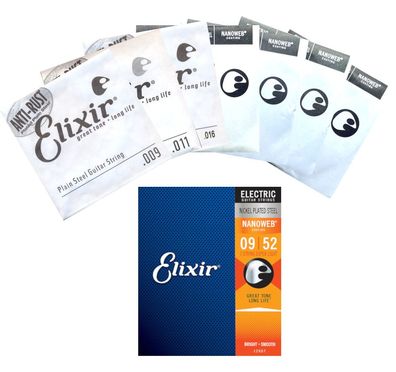 Elixir 12007 Nanoweb - Nickel, 7-string super light (009-052) - Saiten für E-Gitarre