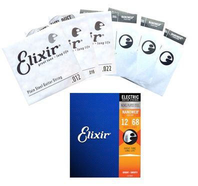 Elixir 12302 Nanoweb - Nickel, Bariton (012-068) - Saiten für E-Gitarre