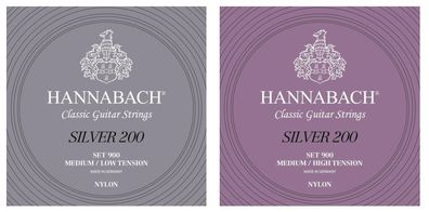 Hannabach 900 Silver 200 - Saiten für Konzertgitarre - medium/low oder medium/high