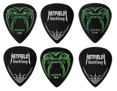 6x Dunlop Hetfield Black Fang Plektren, gemischt, Ultex, schwarz