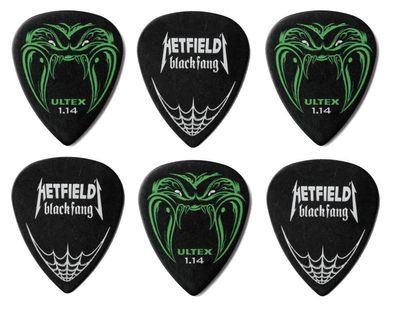 6x Dunlop Hetfield Black Fang Plektren, 1,14 mm, Ultex, schwarz