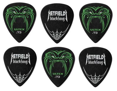 6x Dunlop Hetfield Black Fang Plektren, 0,73 mm, Ultex, schwarz