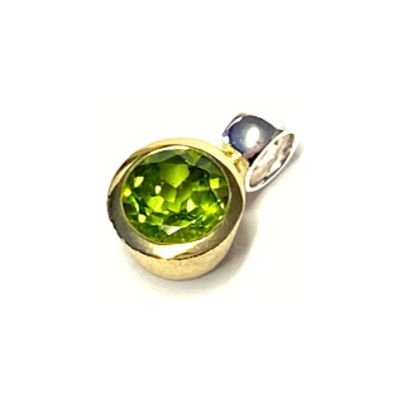 Anhänger 925/- vergoldet Peridot rund facettiert Kettengleiter