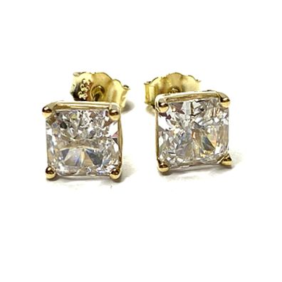 Ohrstecker 333 Gelbgold Zirkonia carré quadratisch eckig glitzern Ohrring