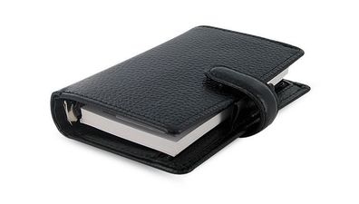 Filofax Finsbury Mini Terminplaner Leder Schwarz Agenda A8 Organizer 15mm Ringe 25385