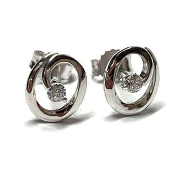 Ohrring 925 Silber rhodiniert Zirkonia Solitär Ohrstecker