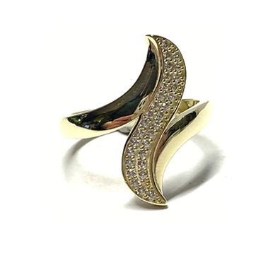 Ring 333/- Gelbgold Zirkonia Schmuckring einfarbig Glanz moderne Form #60