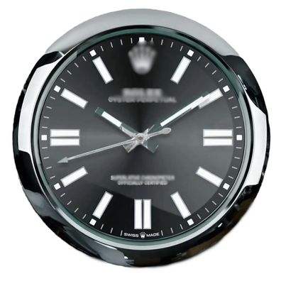 Wanduhr Rolex Oyster Perpetual Schwarz 34cm Moderne Luxusuhr