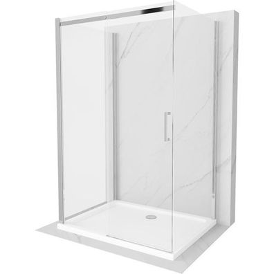 Mexen Omega Duschkabine 3-teilig Schiebetür 100x90 cm mit Duschwanne Chrom