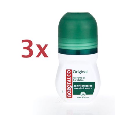 Borotalco Roberts deo roll-on Original 3x 50ml ohne Alkohol deoroller