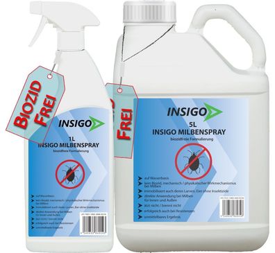 INSIGO 5L + 1L Anti Milbenspray Milbenmittel Milbenschutz Hausstaubmilben Milben frei