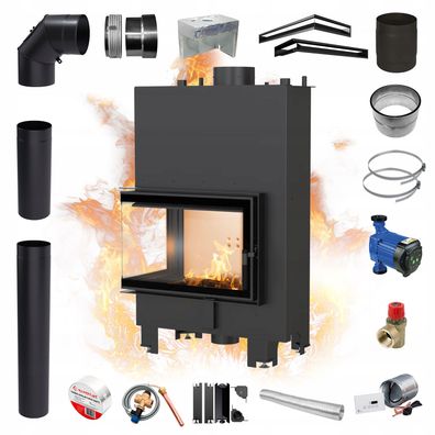 Kamin Wasserheizung KRATKI MBM Links 12kW Ø180 Ecke Rekuperation ECO SET