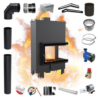 Kamin Wasserheizung KRATKI MBM Rechts 12kW Ø180 Ecke Rekuperation ECO SET