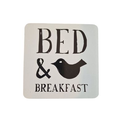 Praktisches 4er Set Retro Untersetzer "Bed & Breakfast", Bierdeckel aus Kork