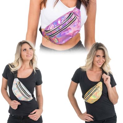 Festival Crossbody Bag silber gold pink metallic Bauchtasche Bad Taste Karneval