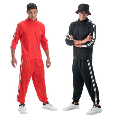 Rapper Anzug Kostüm schwarz o rot Trainingsanzug Disko Hip Hop Karneval Film