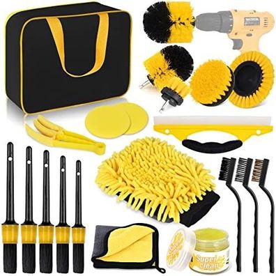 Auto Reinigungsset 20Pcs Autopflege Waschset Set für Reinigung Innenraum/ Außen