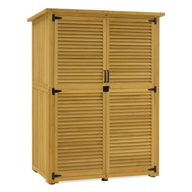 M MCombo Gartenschrank Gartenhaus Holz Wetterfest, 59×127×168 cm (Natur)