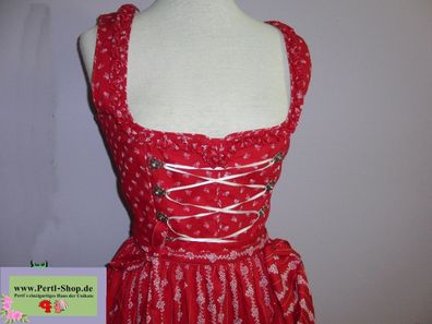 Dirndl mit Schürze, Gr. 40, Rot, aumwolle, Streublümchen, Schnürung