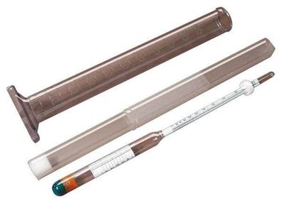 SET: "Al-Ambik®" Alkoholmeter mit 100ml "Hecht" Messzylinder | Laborglas