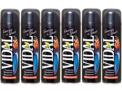 VIDAL deo Energy & Sport mit Ginseng & Guarana 6x 150ml